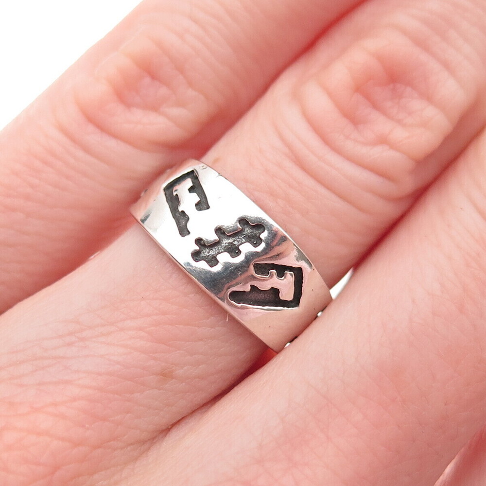 925 Sterling Silver Vintage Tribal Ornate Adjustable Ring Size 5